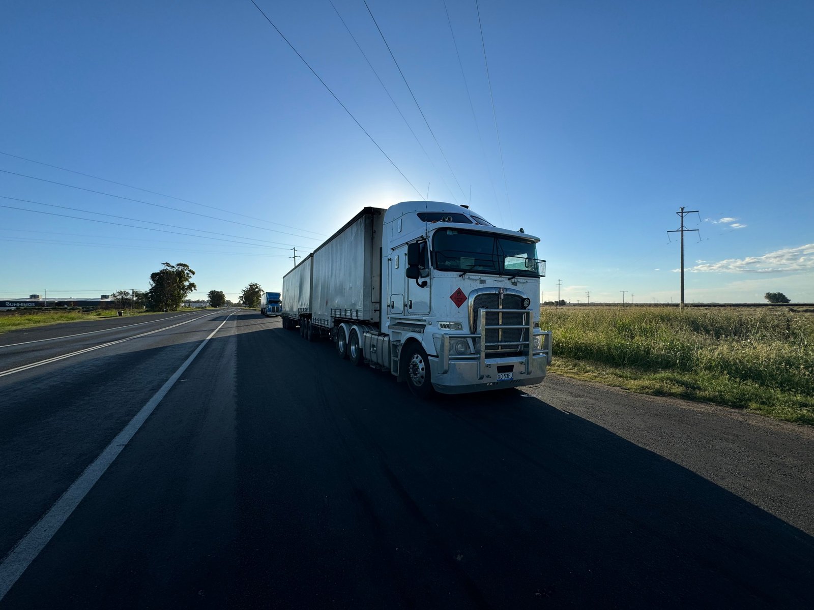 Road freight truck transporting cargo